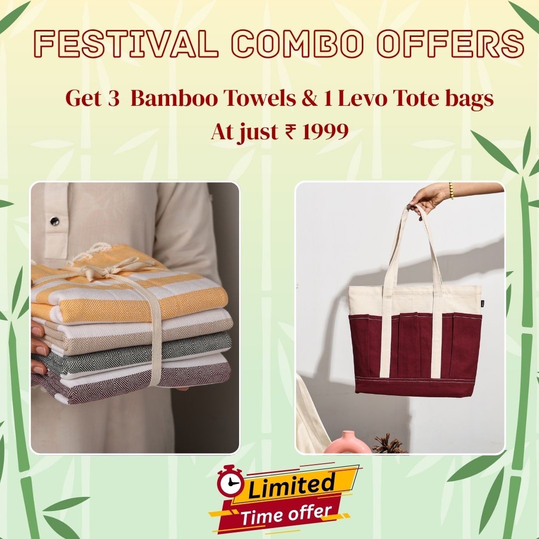 Buy 3 Bamboo Towels, Get LEVO Tote for just ₹600