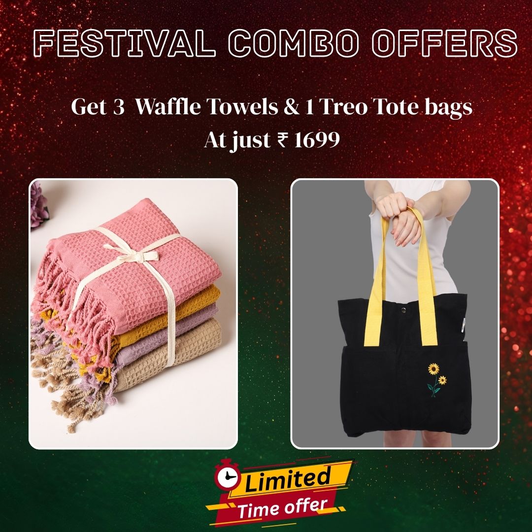 Buy 3 Waffle Towels, Get TREO Tote for just ₹300