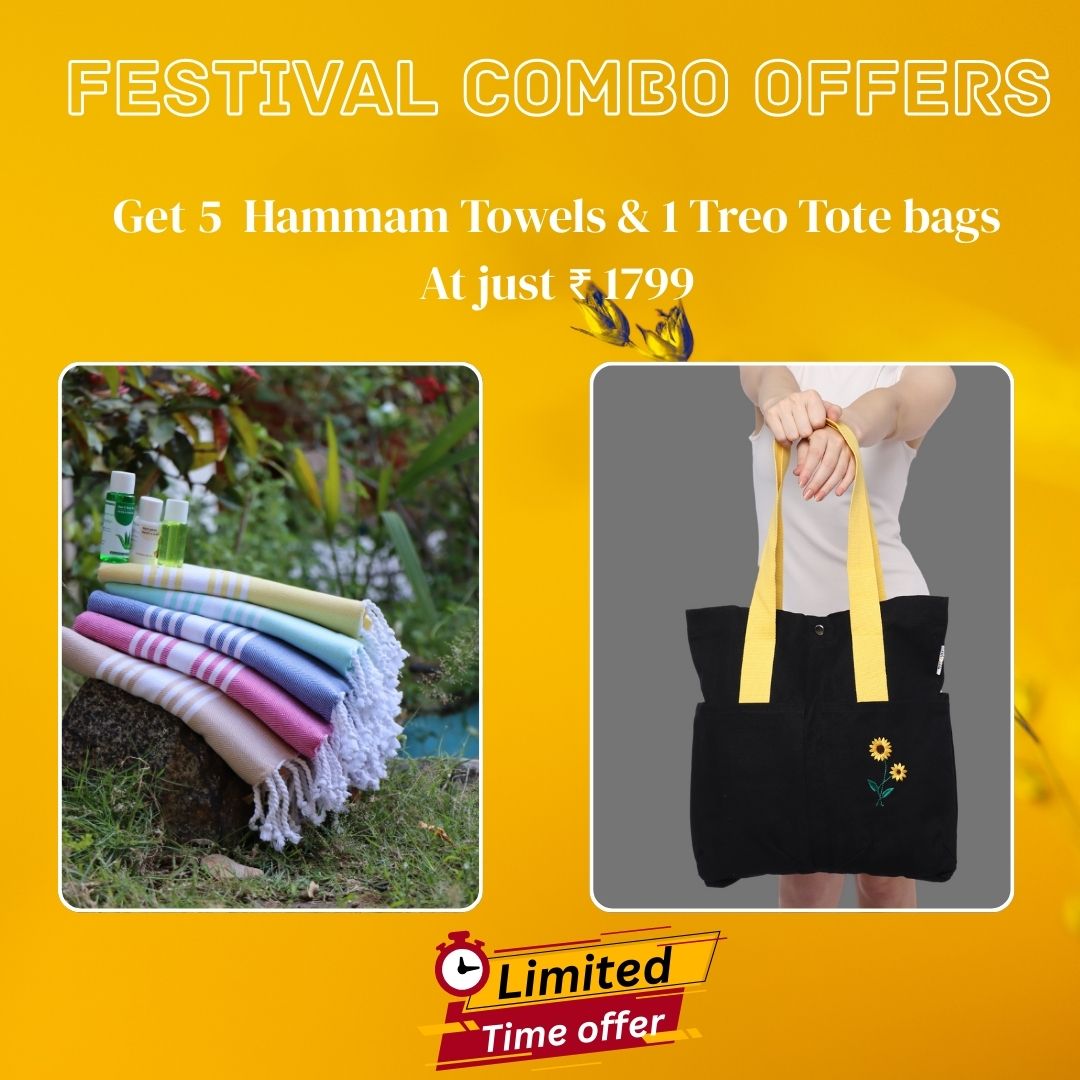 Buy 5 Hammam Towels, Get TREO Tote for just ₹300