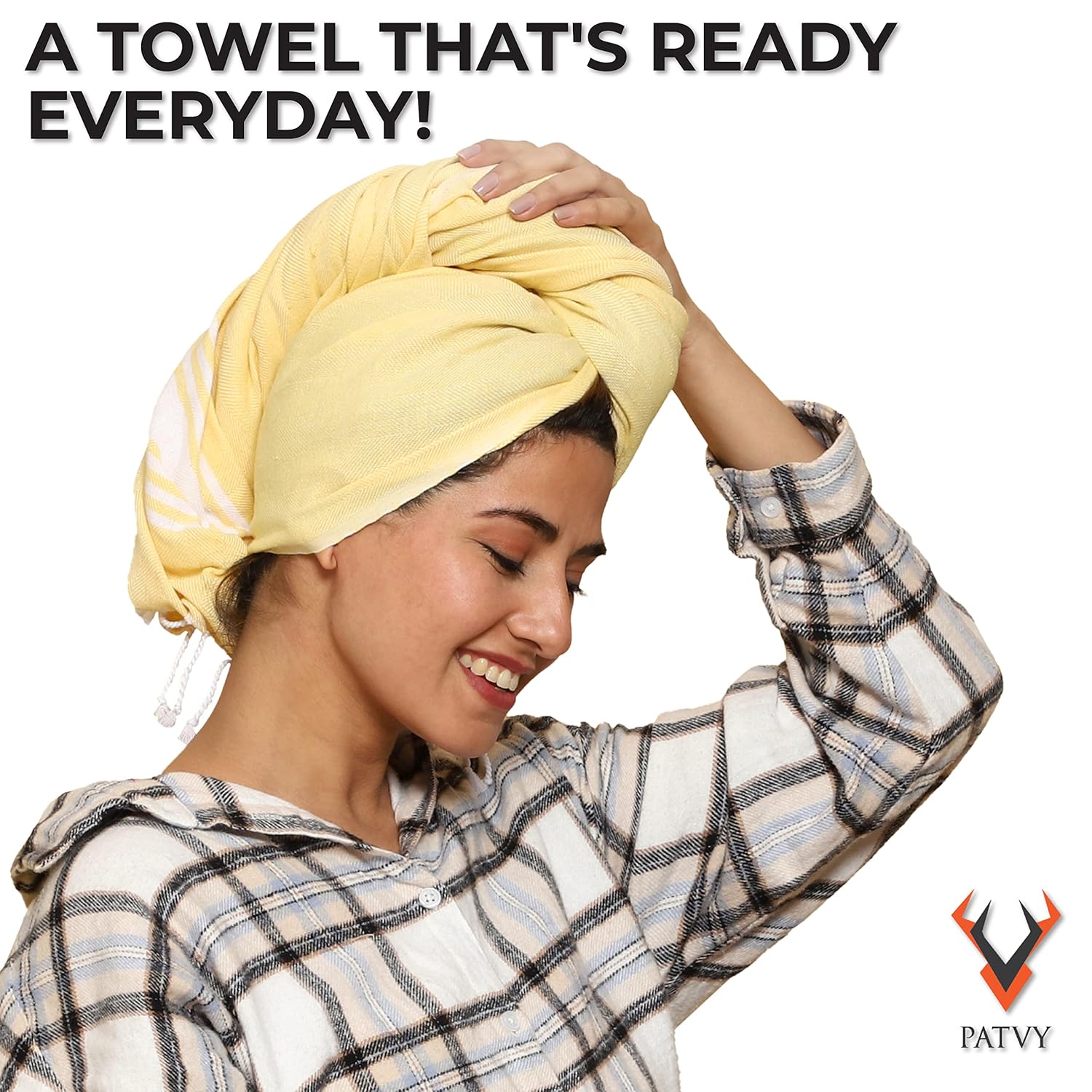 PATVY Cotton Bath Towel (Pack Of 1, Yellow), 152.4 Centimeters, 75 Centimeters, 90 TC PT-HMM-YLW