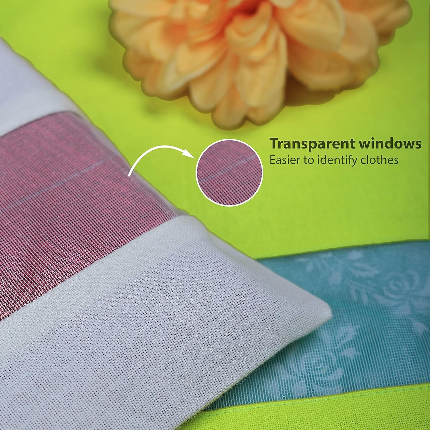 NECAVU set of 12 cotton saree covers for storage | cotton saree bags storage with transparent mesh window | Eco-friendly and reusable saree bags for wardrobe (Off-White(6) + Green(6))