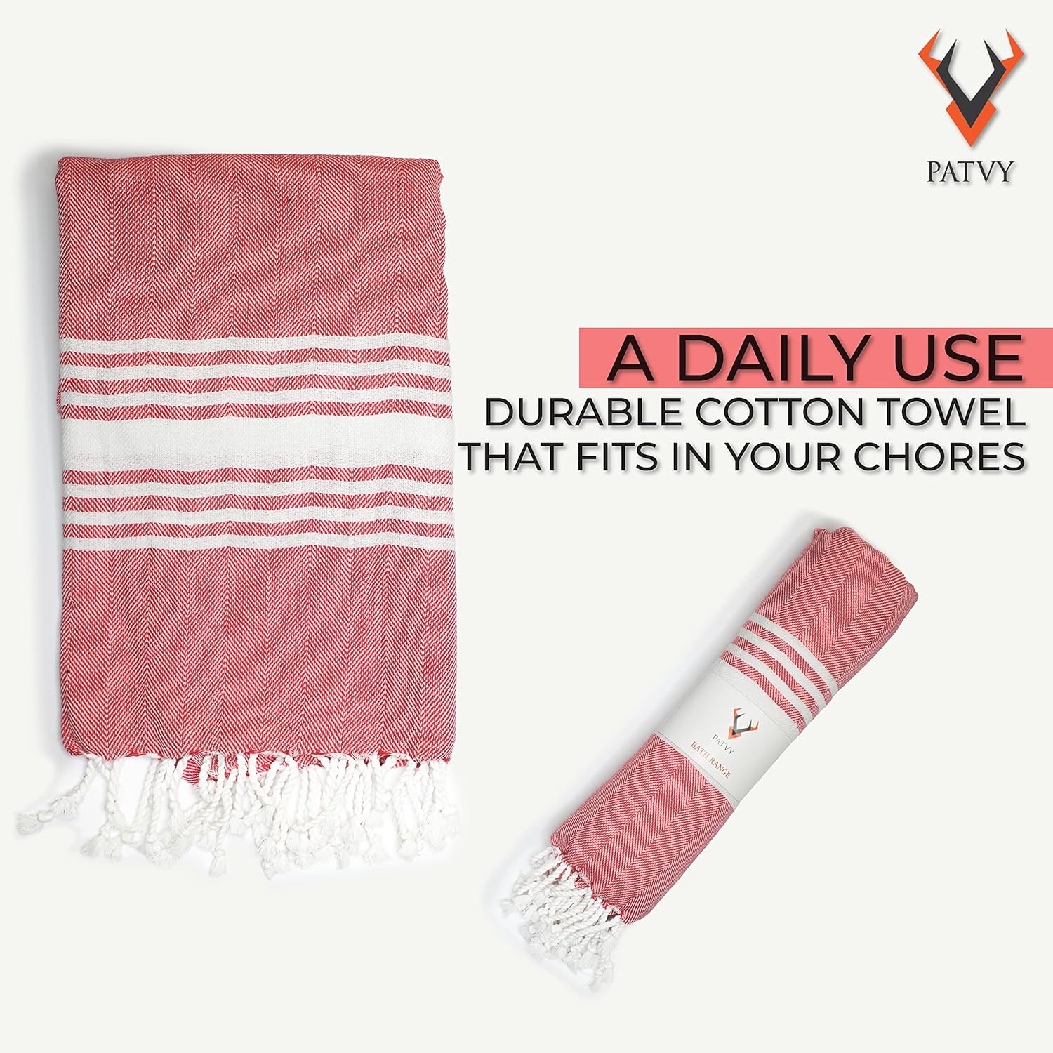 PATVY Bath Towels| Light Weight Turkish Style Bath Towels for Men Large Size Cotton|75 x 150cm Quick Absorption &Faster Drying Bath Towel for Women| 100% Cotton (Pack of 1, Pink) PT-HMM-PNK