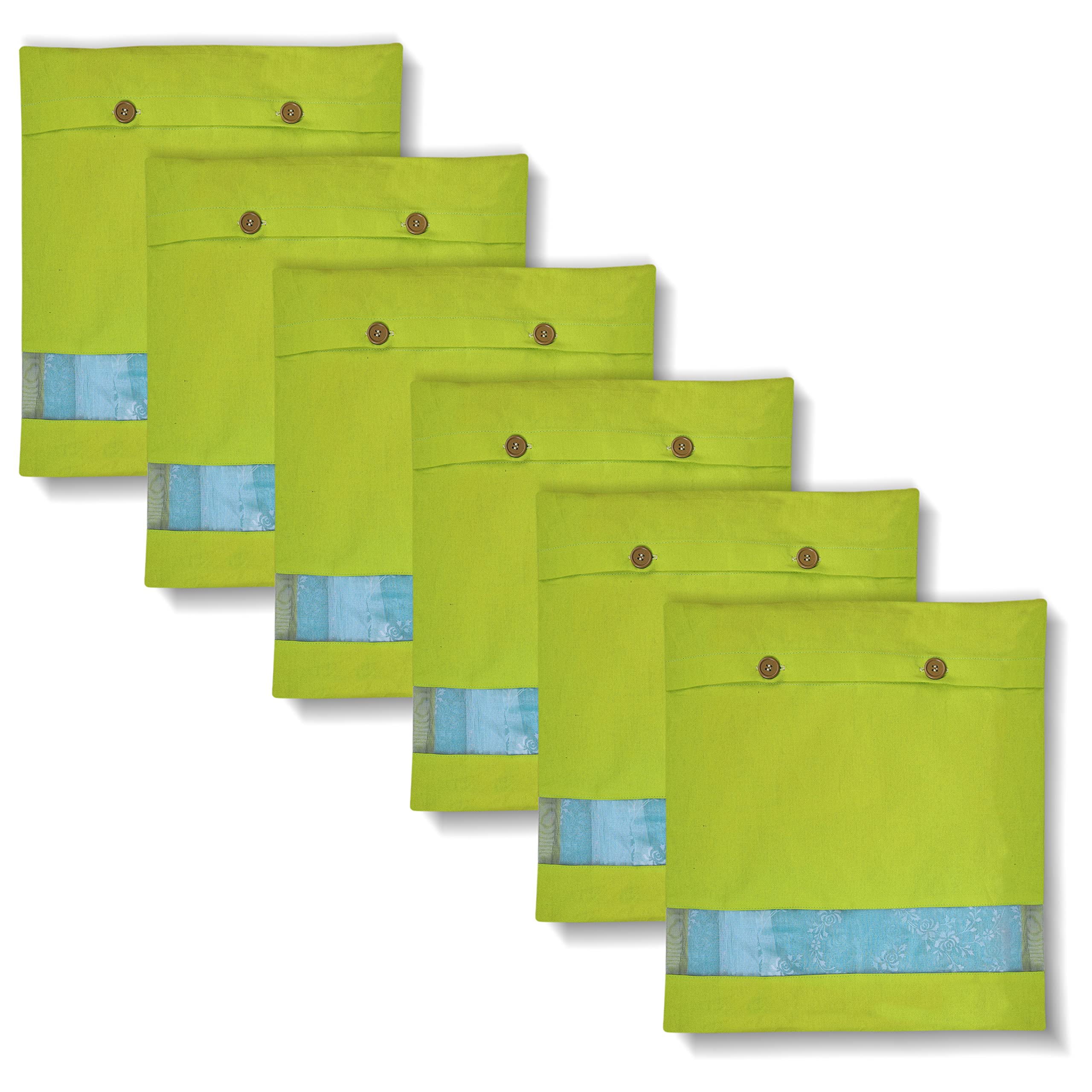 NECAVU set of 12 cotton saree covers for storage | cotton saree bags storage with transparent mesh window | Eco-friendly and reusable saree bags for wardrobe (Off-White(6) + Green(6))
PT-SRB-GRN