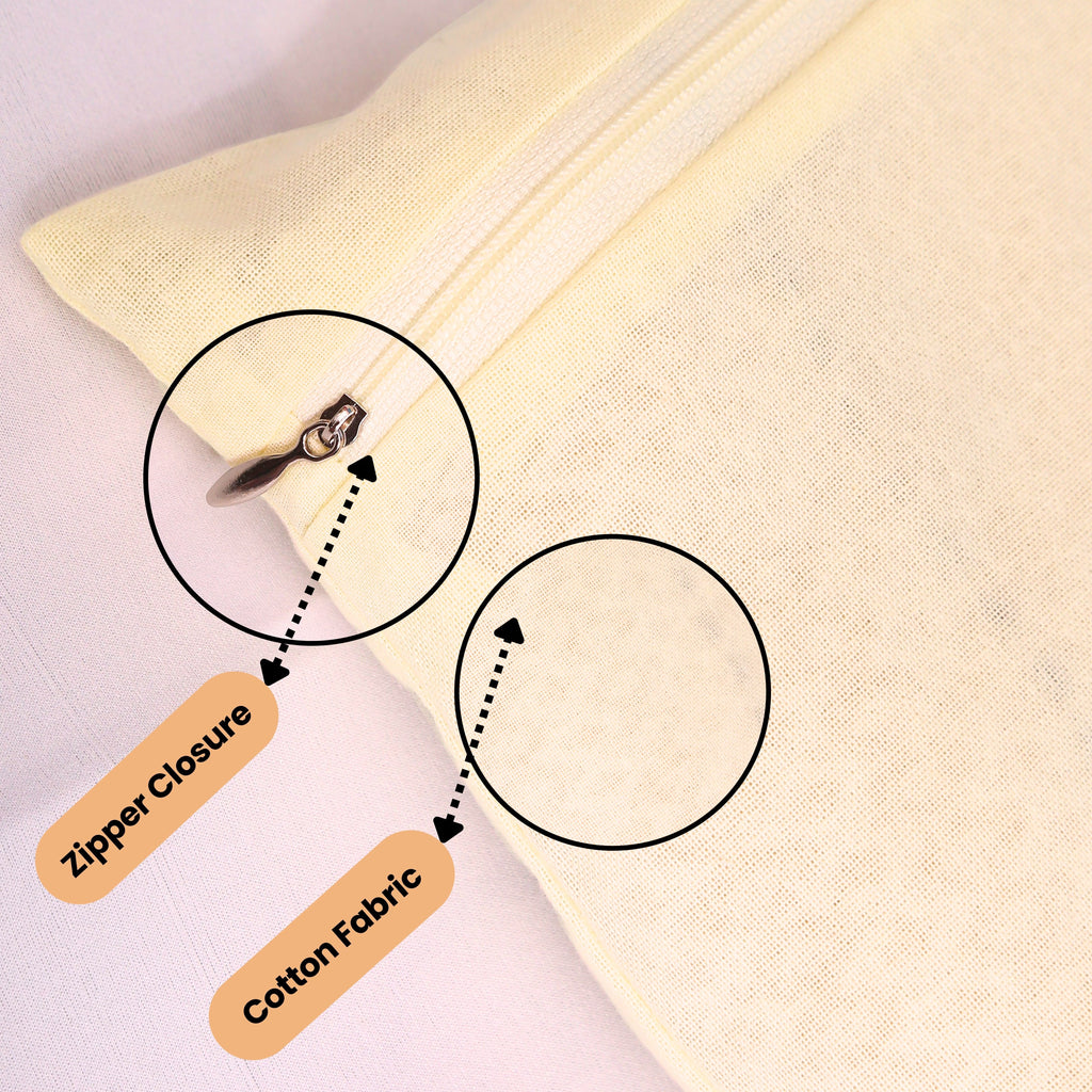 Cream saree bag with zipper closure and cotton fabric (NC-SRZ-OWT)