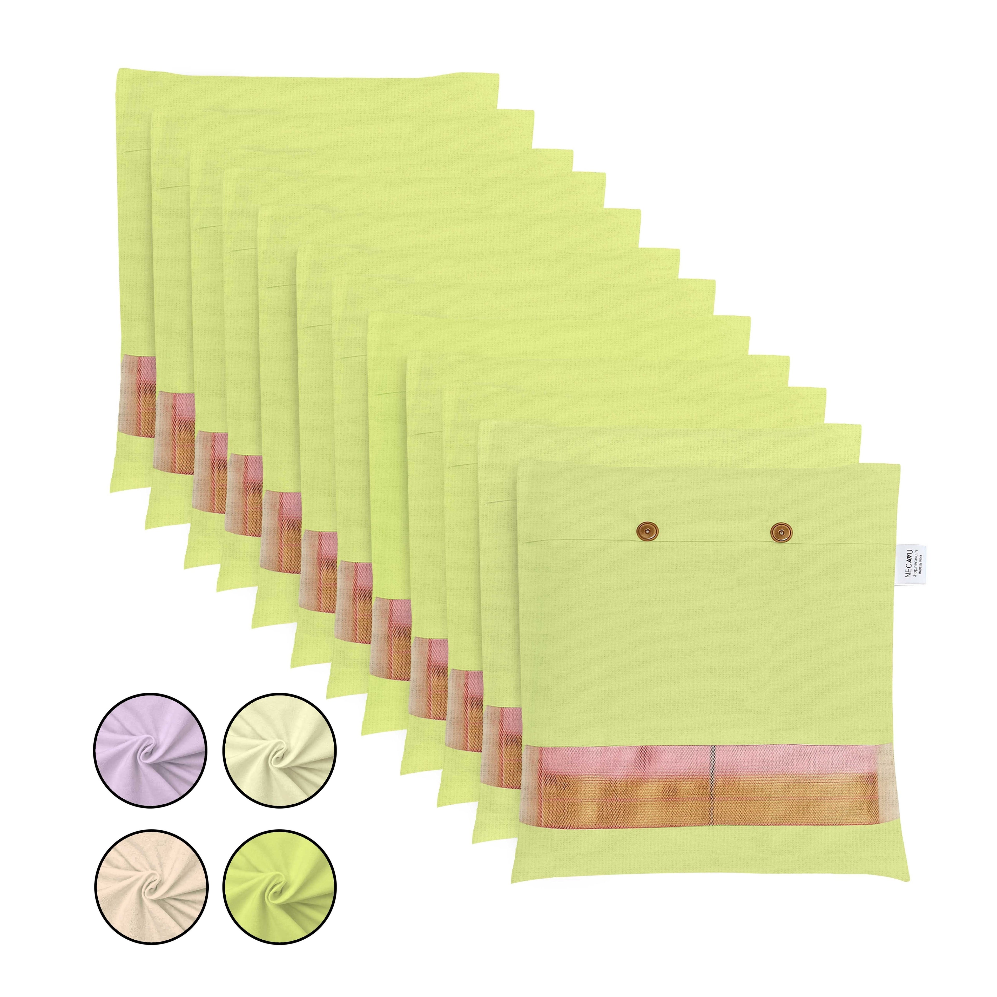 Set of green Saree bags with Transparent mesh on a white background (NC-SRB-GRN)