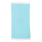 Teal beach towel with white scallop pattern on a white background VU-OCN-SEA
