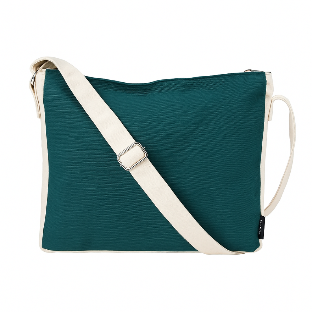 Green bag with a white strap on a white background NC-DMC-GRN