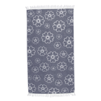 Floral patterned towel with white flowers on a blue background VU-BLO-IND