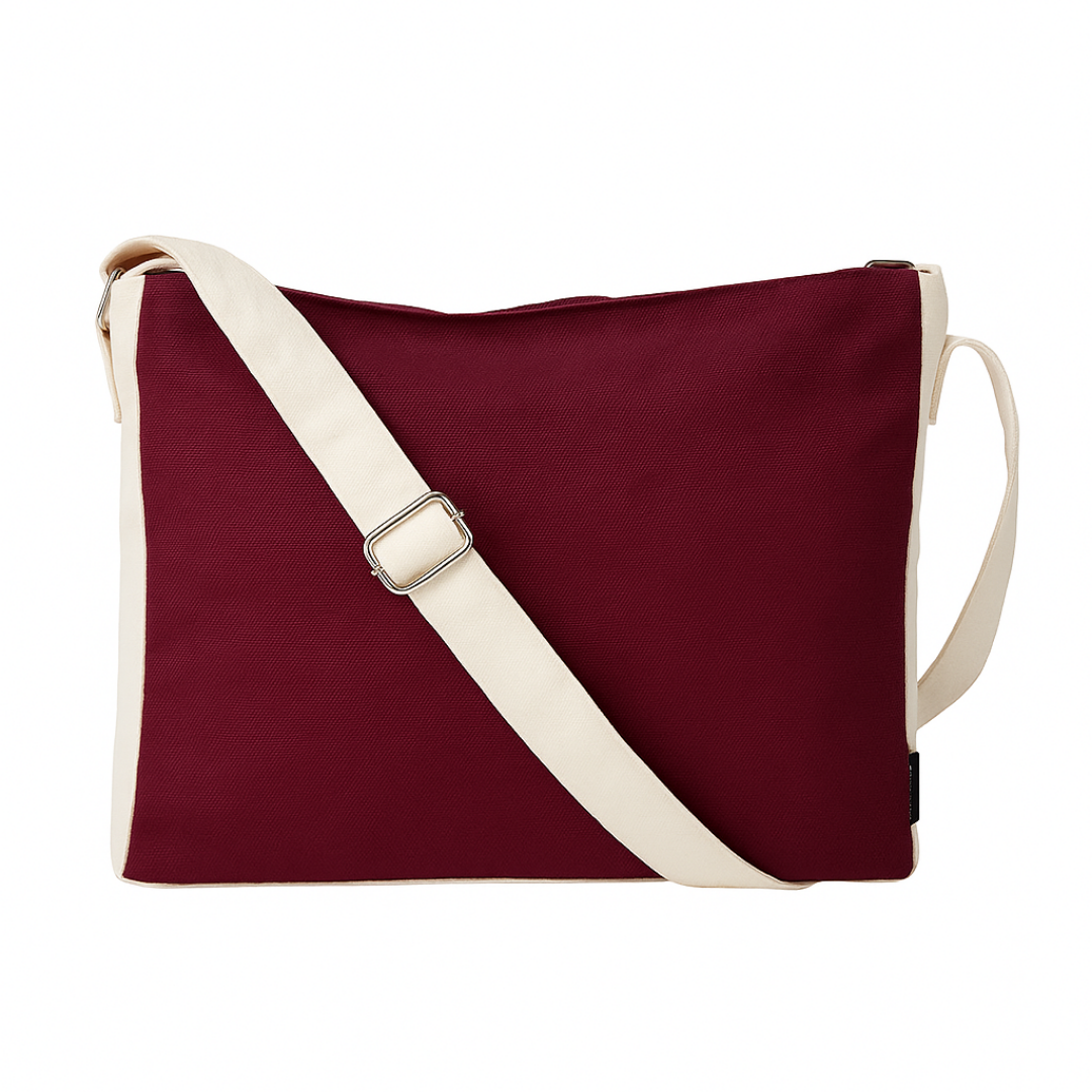 Maroon shoulder bag with a beige strap on a white background NC-DMC-MRN