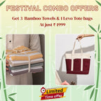 Buy 3 Bamboo Towels, Get LEVO Tote for just ₹600