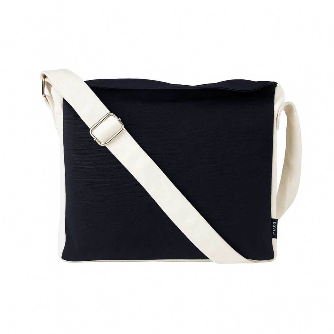 Black bag with a white strap on a white background  NC-DMC-BLK