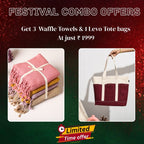 Buy 3 Waffle Towels, Get LEVO Tote for just ₹600