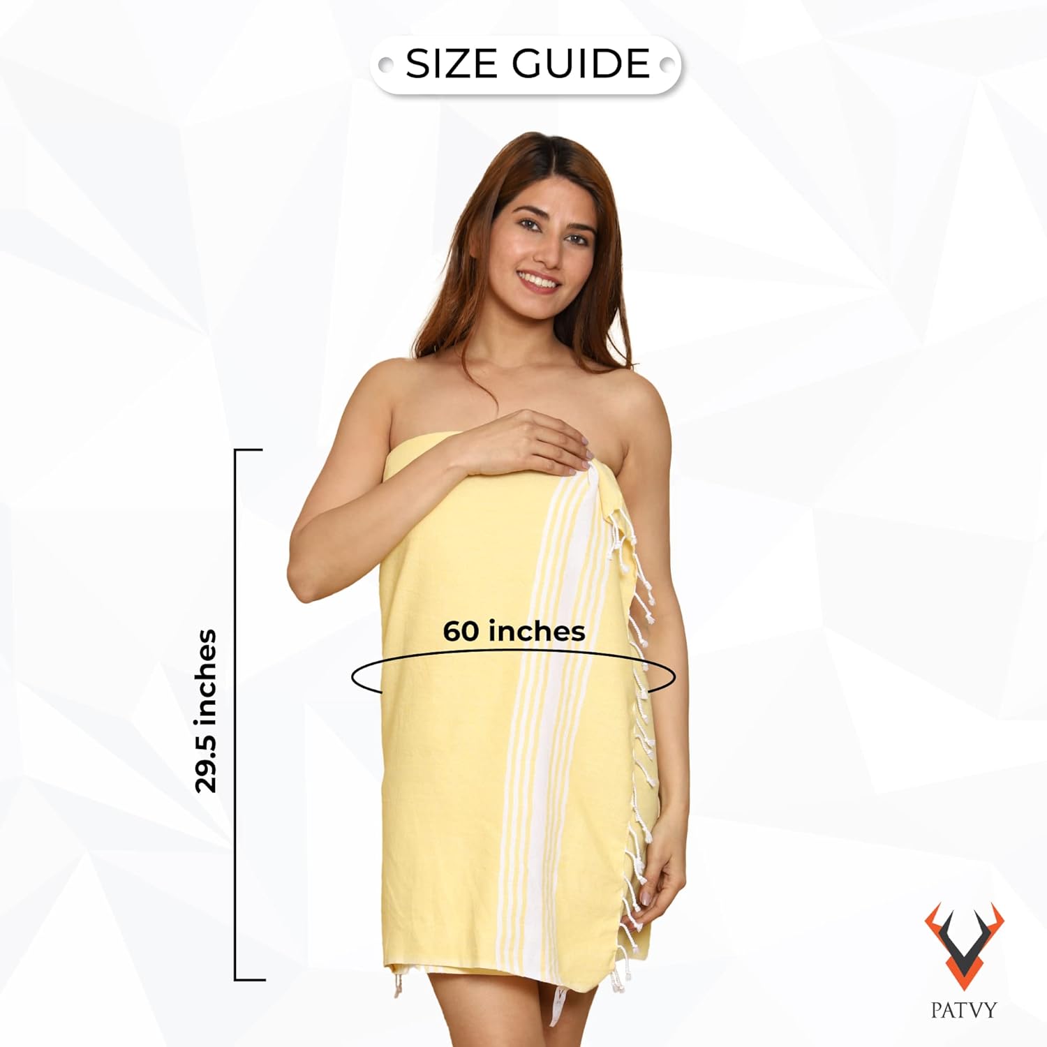 PATVY Cotton Bath Towel (Pack Of 1, Yellow), 152.4 Centimeters, 75 Centimeters, 90 TC PT-HMM-YLW
