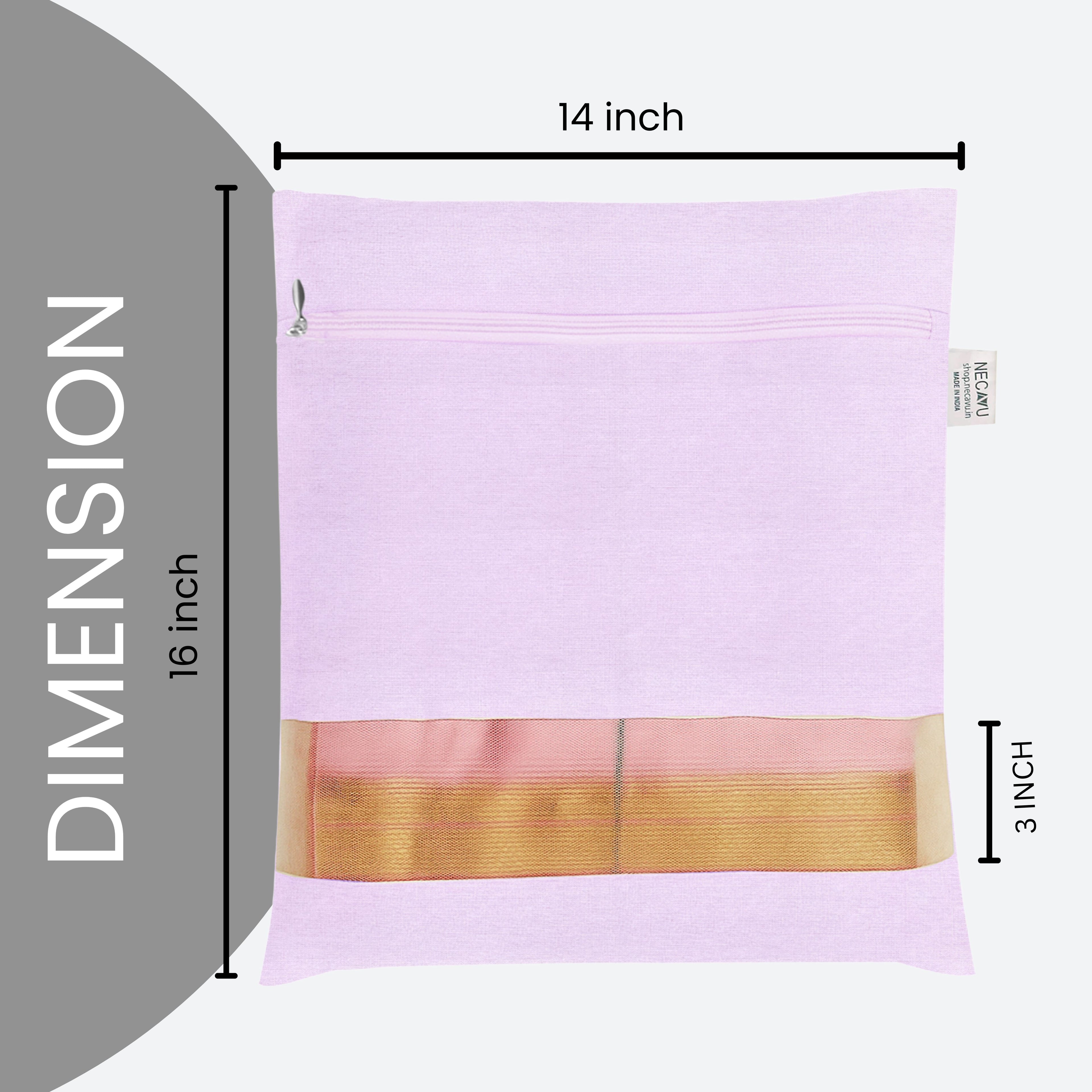 Lavender saree  bag with size dimensions  labeled(NC-SRZ-LVR)