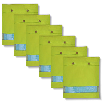 NECAVU set of 12 cotton saree covers for storage | cotton saree bags storage with transparent mesh window | Eco-friendly and reusable saree bags for wardrobe (Off-White(6) + Green(6))