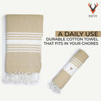 PATVY Cotton Bath Towel(Pack Of 1, Beige), 90 TC, 152.4 X 75 Cm PT-HMM-BGE