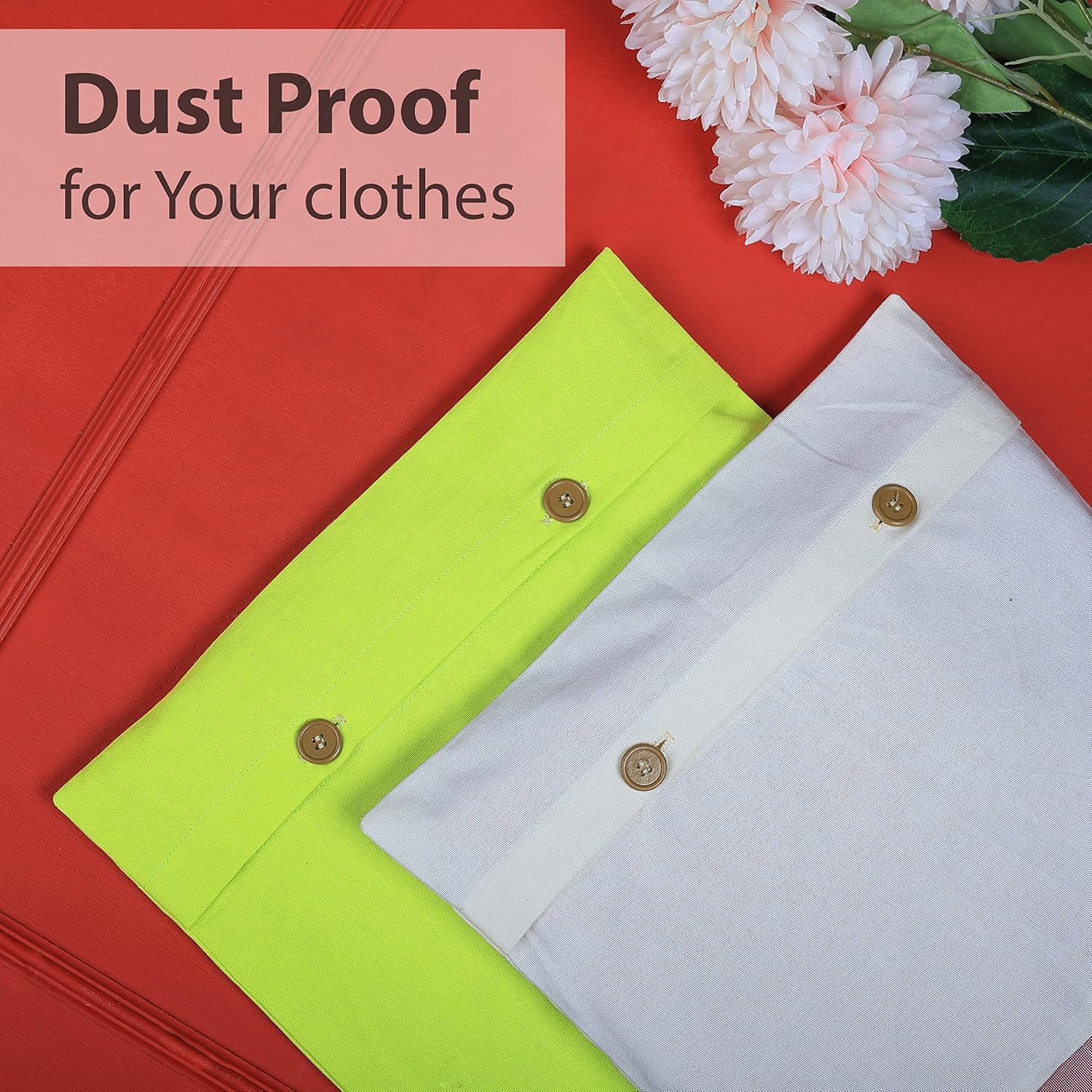 NECAVU set of 12 cotton saree covers for storage | cotton saree bags storage with transparent mesh window | Eco-friendly and reusable saree bags for wardrobe (Off-White(6) + Green(6))