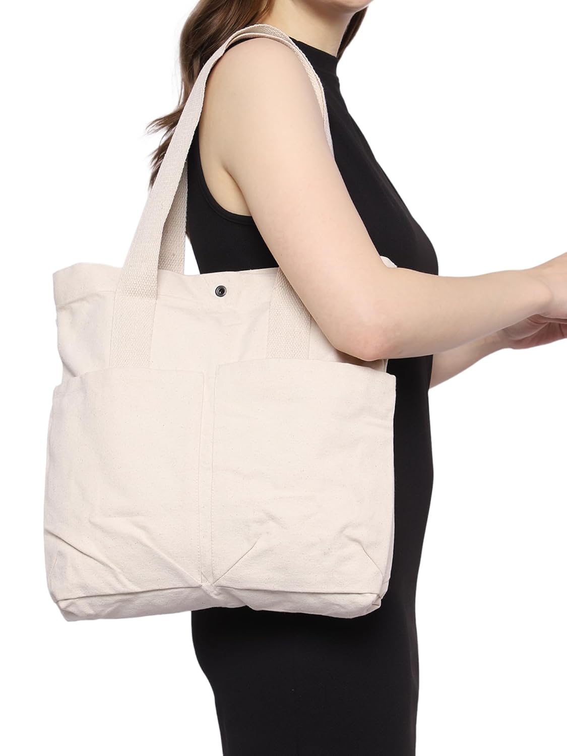 Image of Necavu cotton  coth tote bag,Natural color variant,front