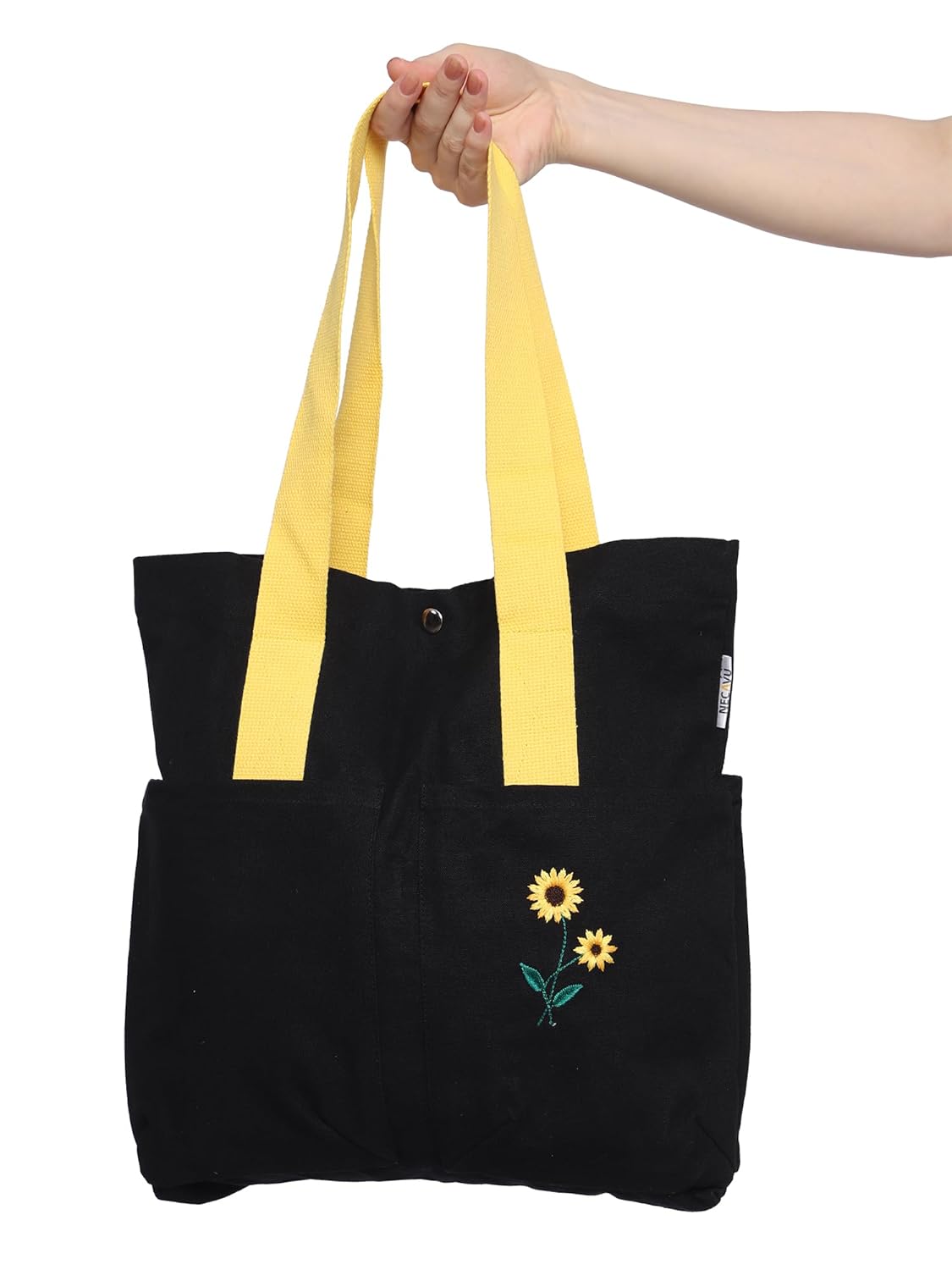 Image of Necavu cotton tote bag,sunflower variant,hanging bag