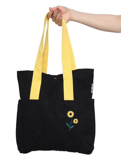 Image of Necavu cotton tote bag,sunflower variant,hanging bag