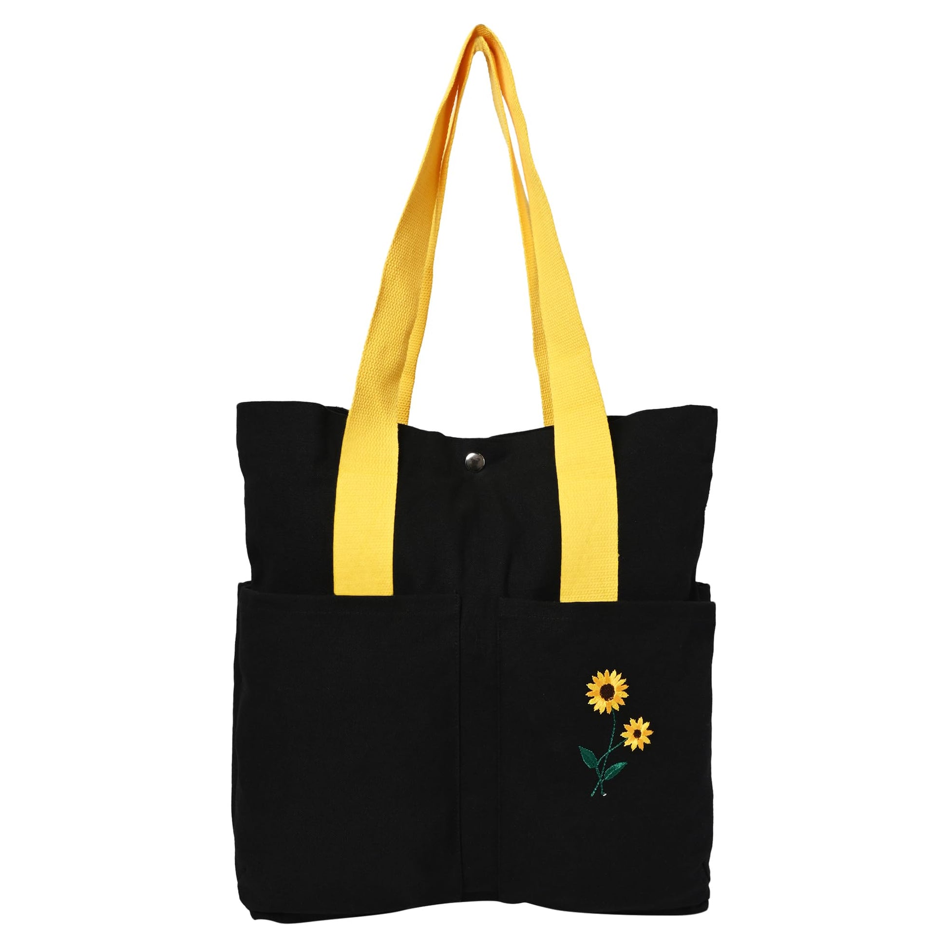 Image of Necavu cotton tote bag,sunflower variant,front view 