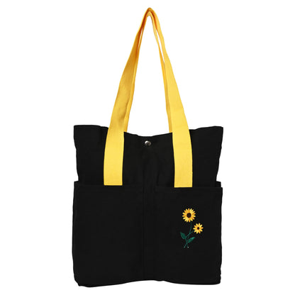 Image of Necavu cotton tote bag,sunflower variant,front view 