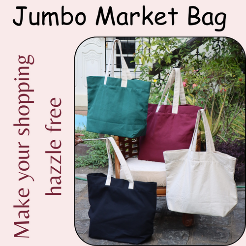 Jumbo Market Bag- Make a hazzle free shopping [NC-JMB-NRL,NC-JMB-GRN,NC-JMB-MRN,NC-JMB-BLK]