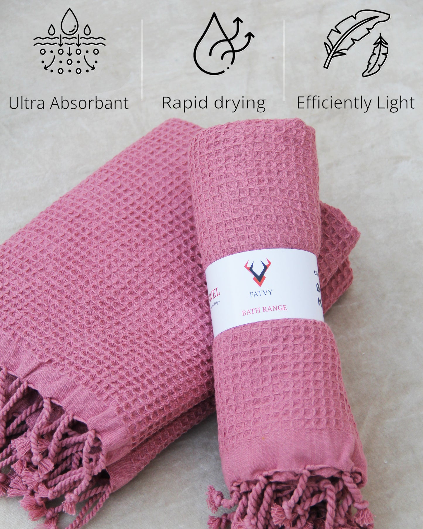 Patvy bathtowels ( Brick),ultra Absorbent, rapid drying, Lightweight 